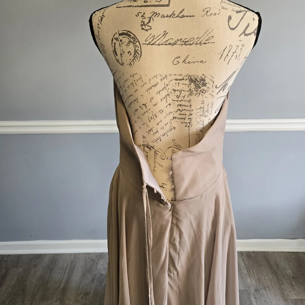 Elegant Tan Halter Dress - Picture 6 of 9